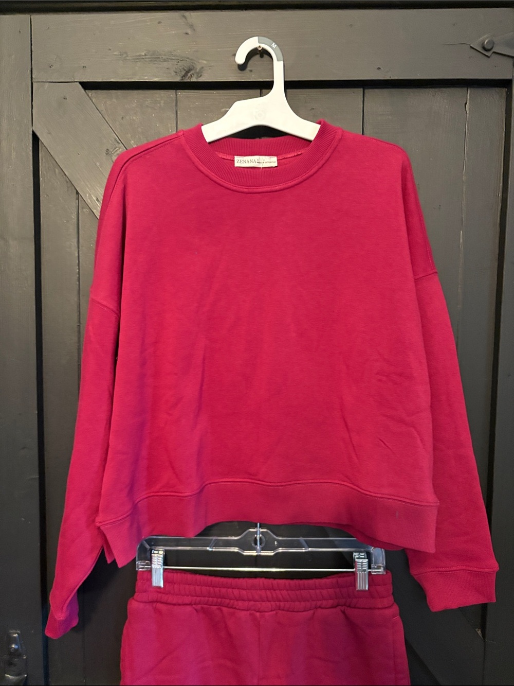 Zenana Outfitters Red Two-Piece Sweatshirt & Shorts Set - Picture 2 of 6